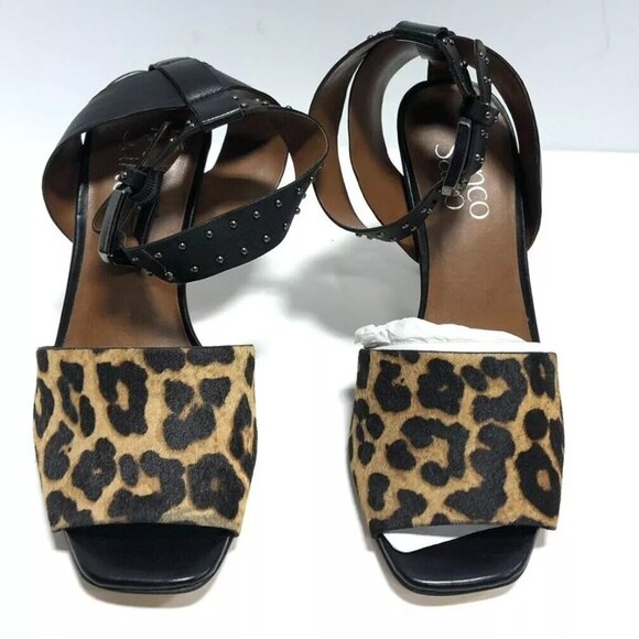 Franco Sarto Women’s Pepita Black/Leopard Print High Heels Size 5.5M - Picture 1 of 7